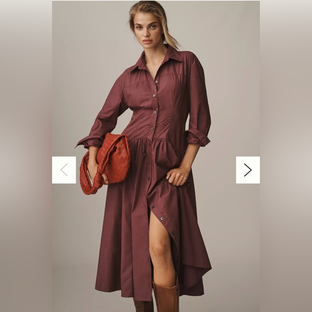 Anthropologie Drop Waist Midi Shirt Dress